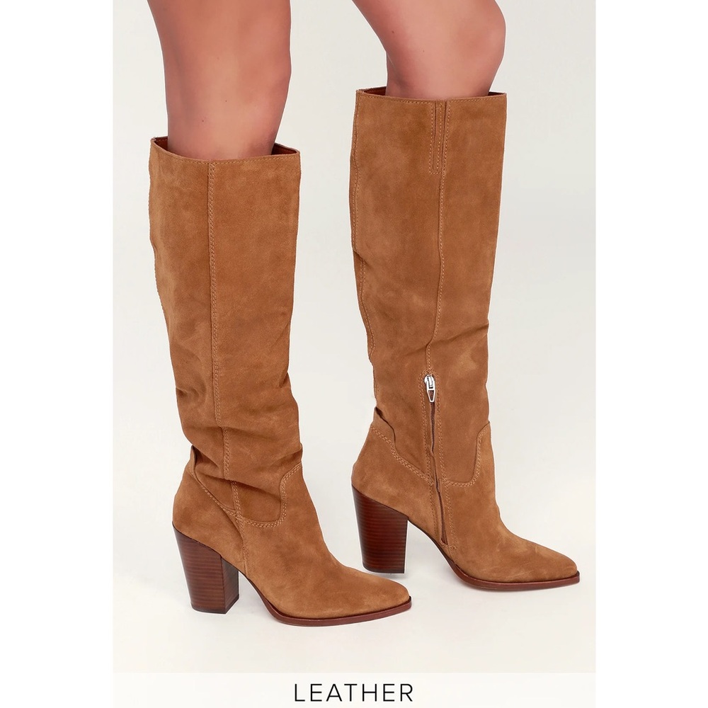 Dolce Vita Tan Suede Heeled Boots Knee High Kylar - Picture 2 of 10